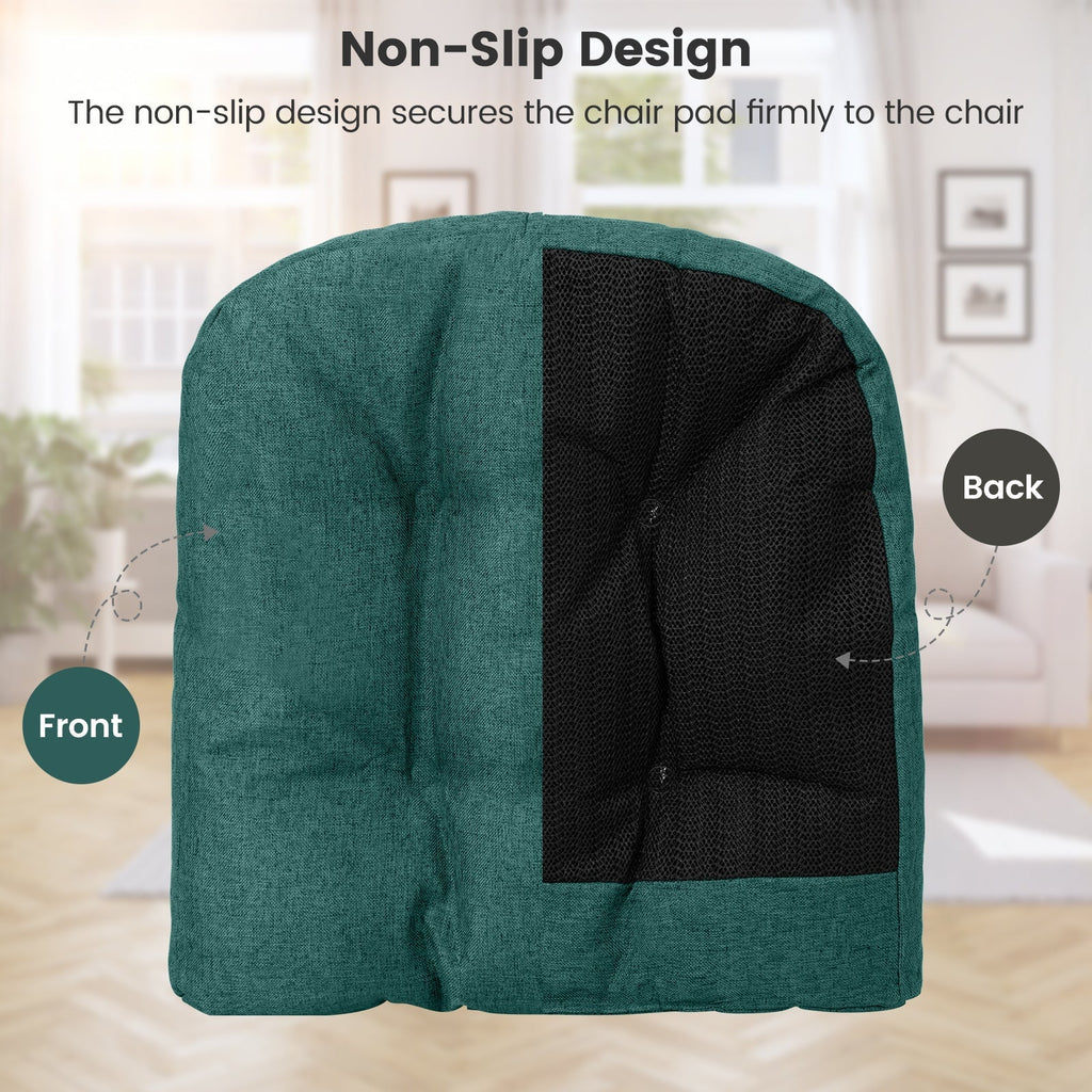 4 Pack 17.5 x 17 Inch U-Shaped Chair Pads with Polyester Cover