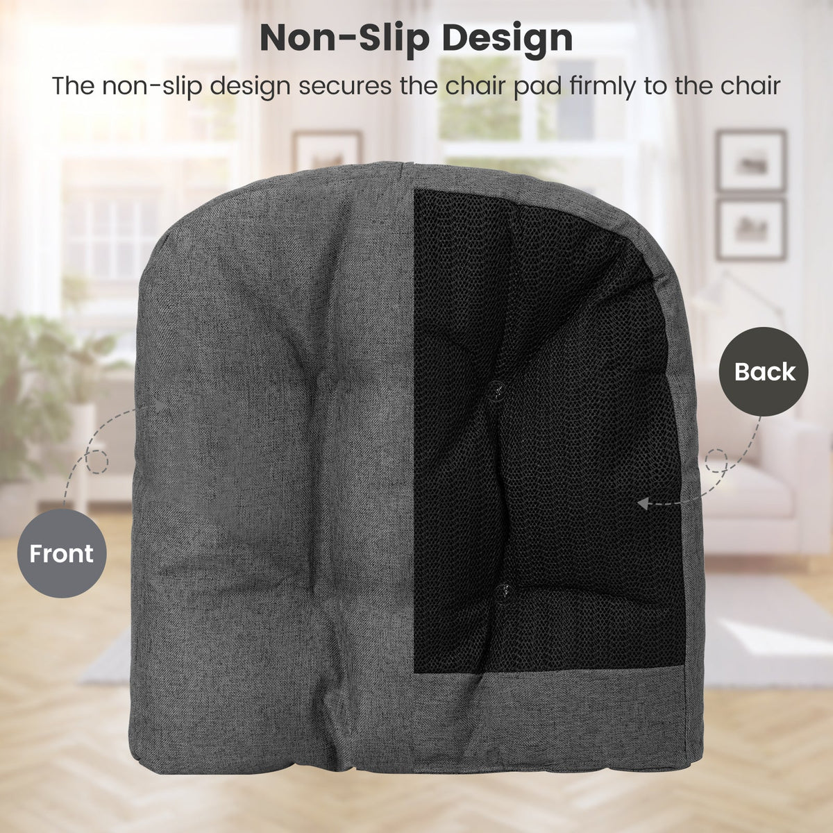 4 Pack 17.5 x 17 Inch U-Shaped Chair Pads with Polyester Cover