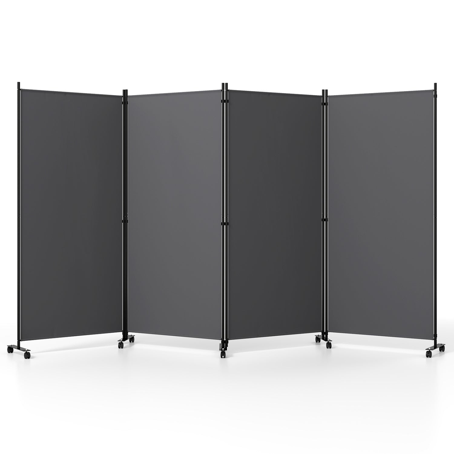 4-Panel Folding Room Divider with Wheels - 71.5" Tall