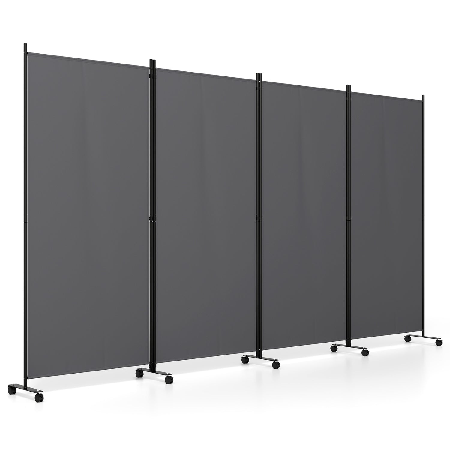 4-Panel Folding Room Divider with Wheels - 71.5" Tall