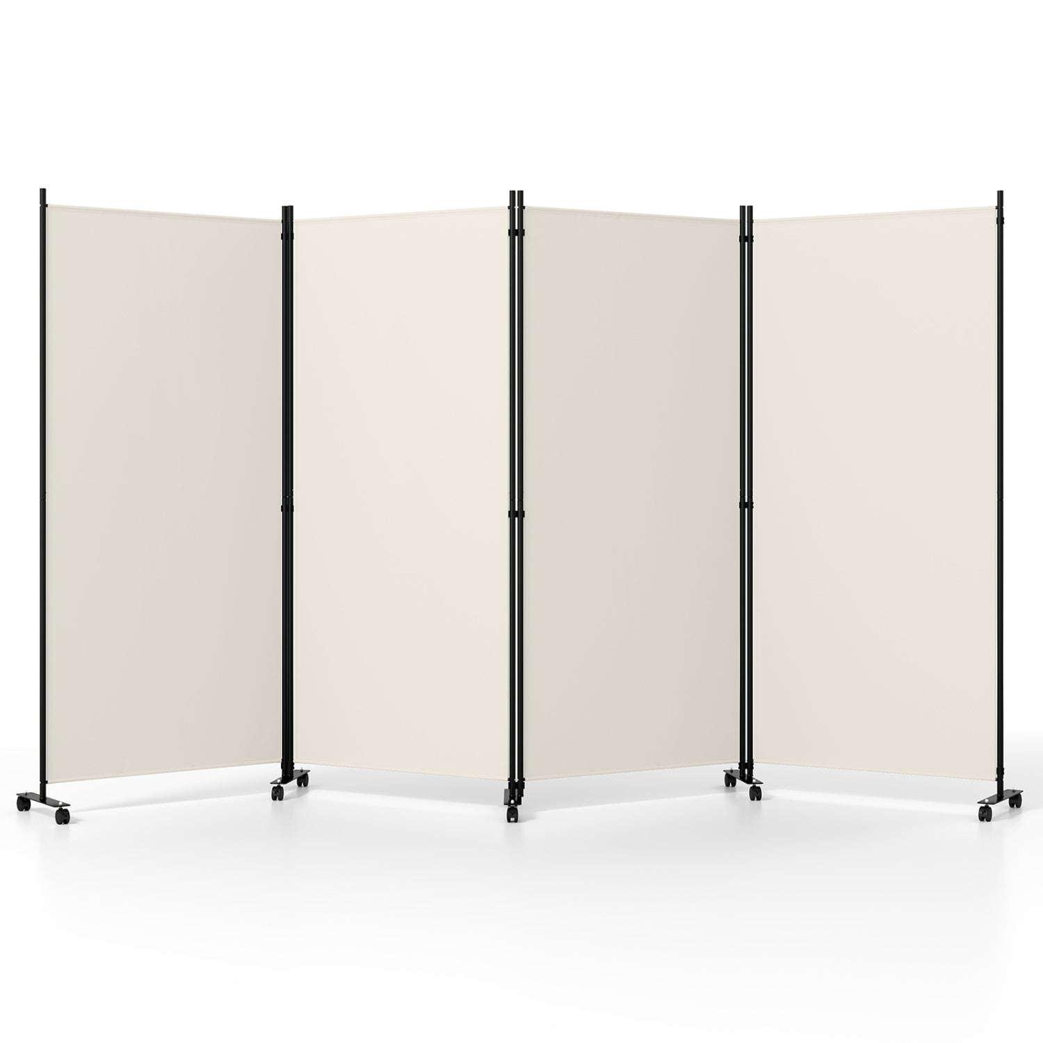 4-Panel Folding Room Divider with Wheels - 71.5" Tall