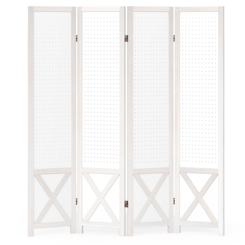 6-Panel Pegboard Room Divider 67 Inches Tall Foldable Privacy Screen