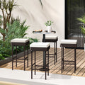 Patio Rattan Barstools Set of 2/4 with Footrest and Soft Cushions for Backyard Balcony-4 Pieces