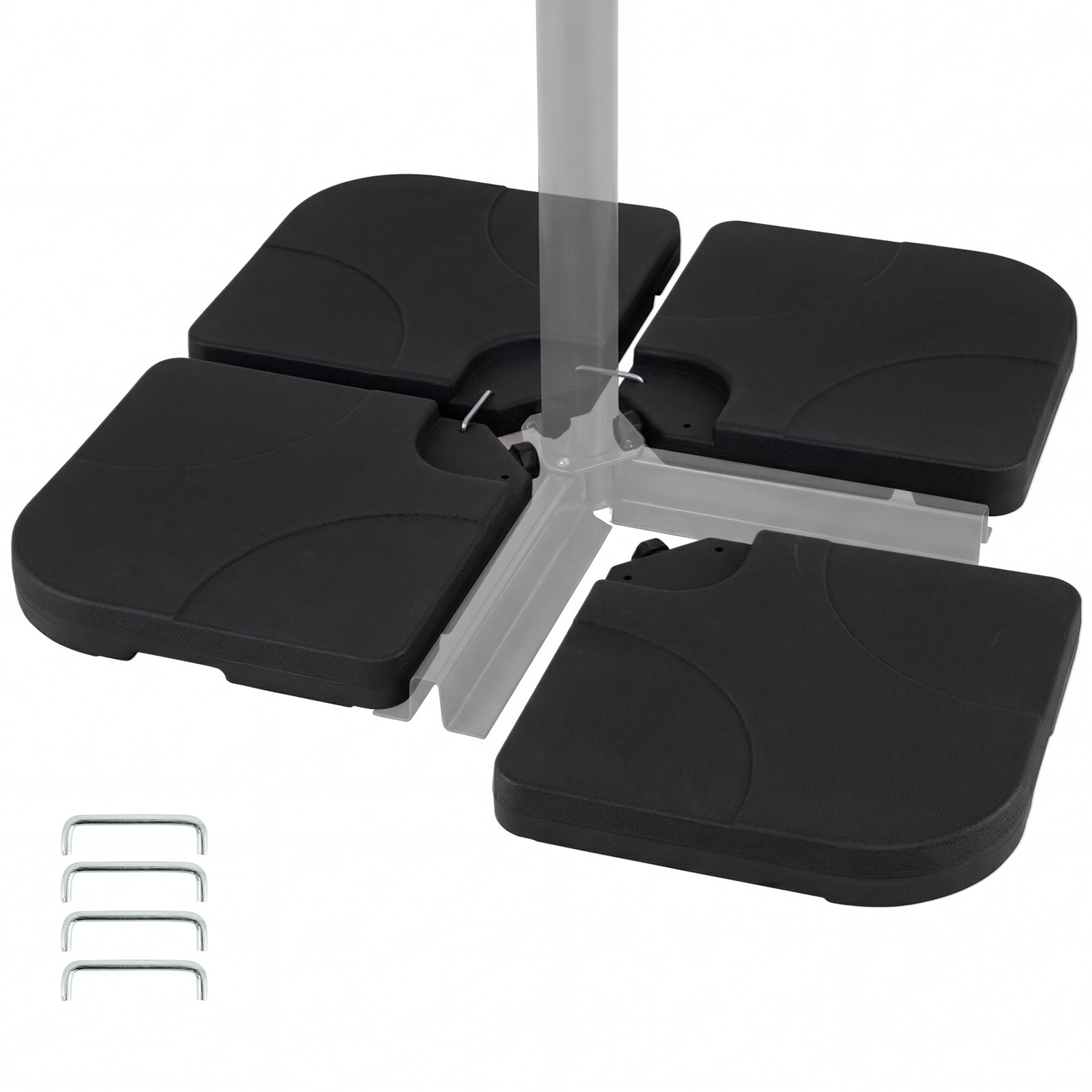 4-Piece Cantilever Offset Base 164 LBS Heavy-Duty Square with U-Locking Pins-Black