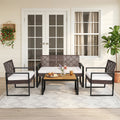 4-Piece Patio Conversation Set with Acacia Coffee Table