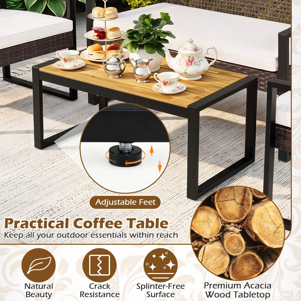 4-Piece Patio Conversation Set with Acacia Coffee Table