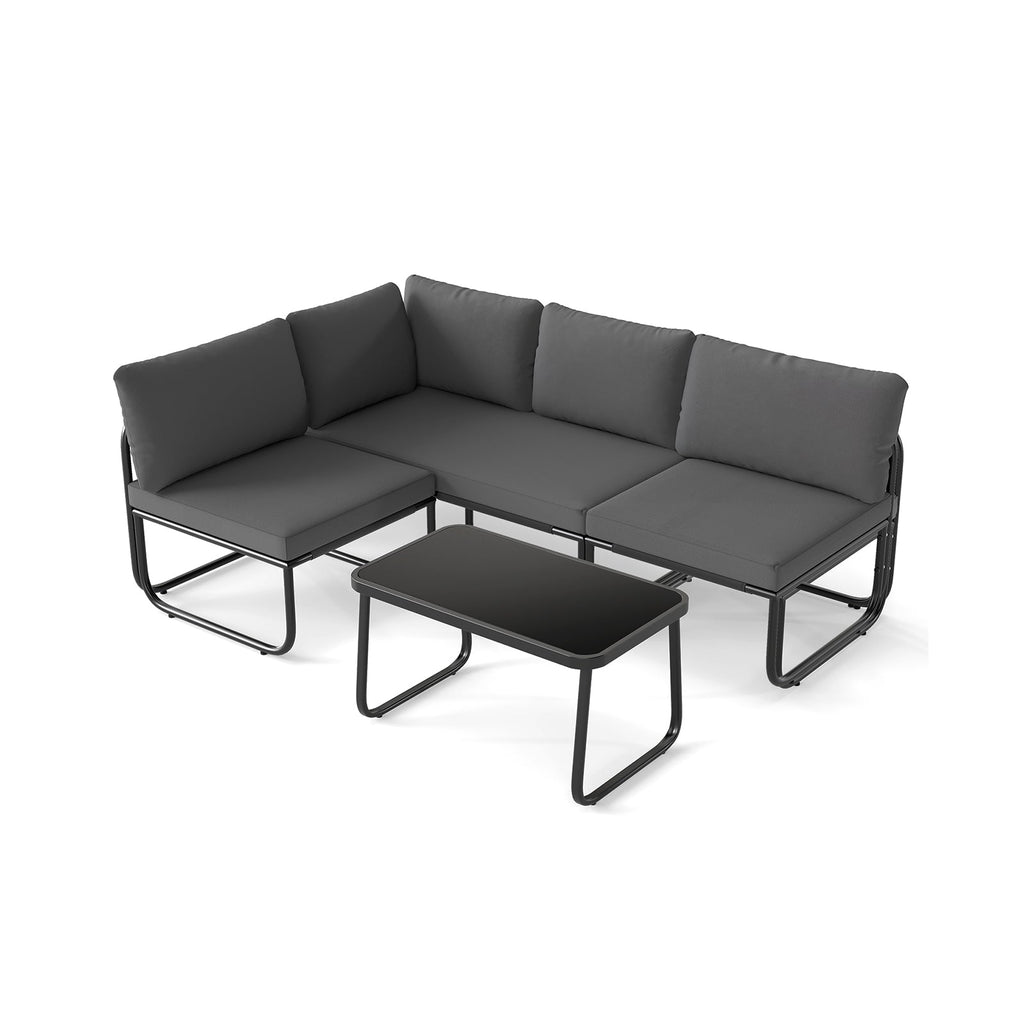 4 Pieces Patio Furniture Set with Cushions and Coffee Table-Gray