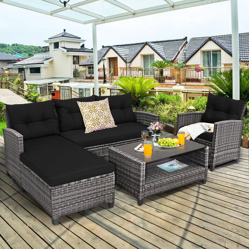 4 Pieces Patio Rattan