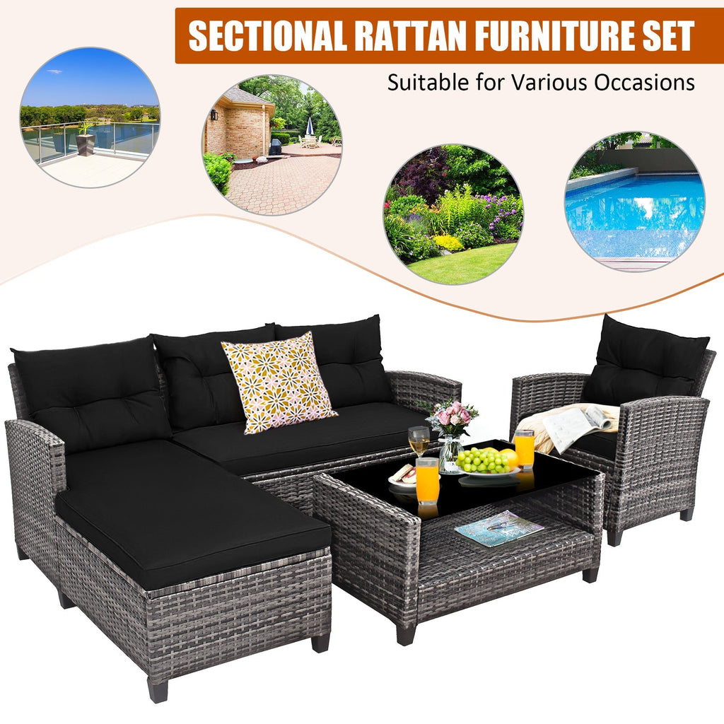 4 Pieces Patio Rattan