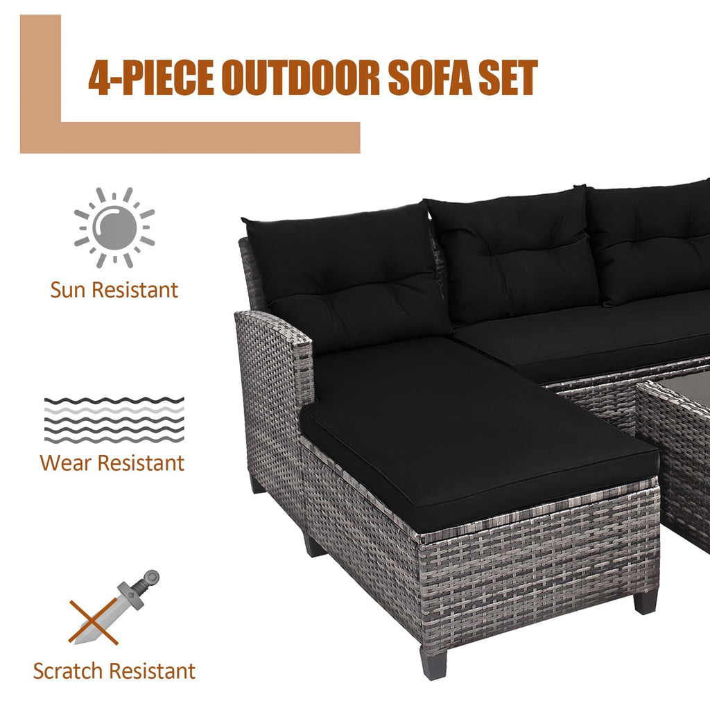 4 Pieces Patio Rattan