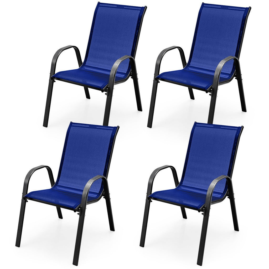 4 Pieces Stackable Patio Dining Chairs Set with Armrest