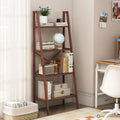 4-Tier Bamboo Ladder Bookshelf 58 Inch - Walnut