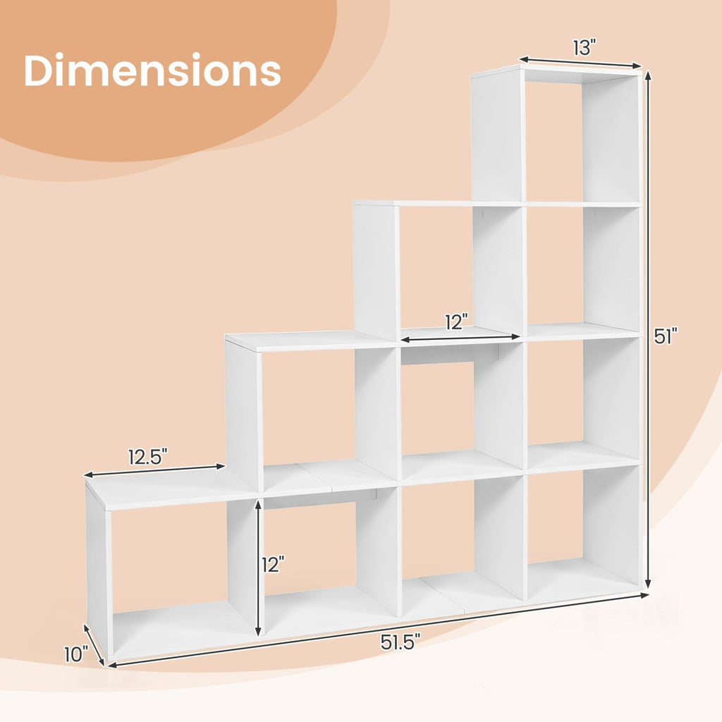 4-Tier Bookshelf with 10 Cube Storage and Anti-Tip Kit