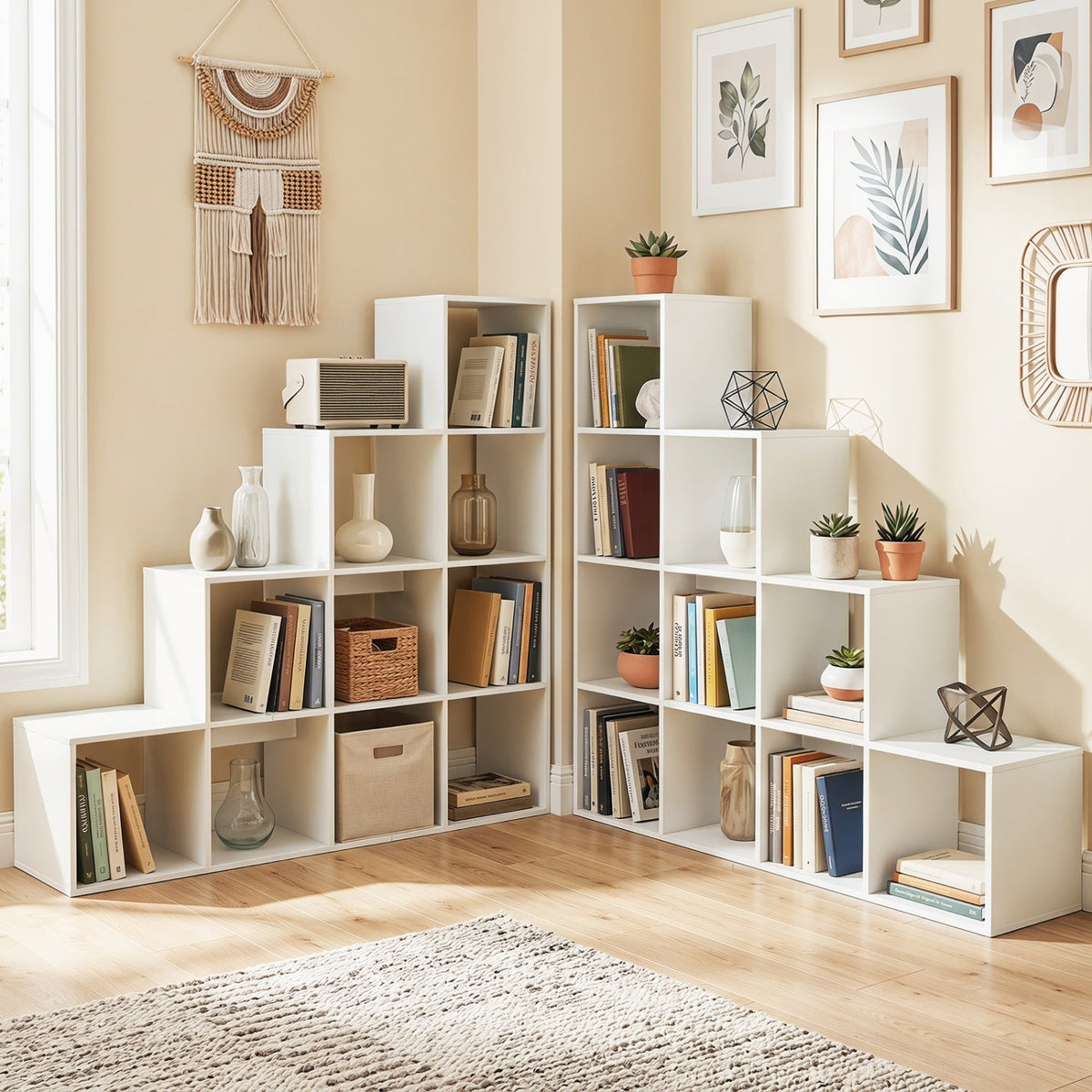 4-Tier Bookshelf with 10 Cube Storage and Anti-Tip Kit