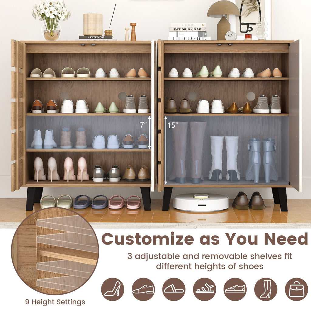 4-Tier Farmhouse Shoe Organizer with Louvered Door
