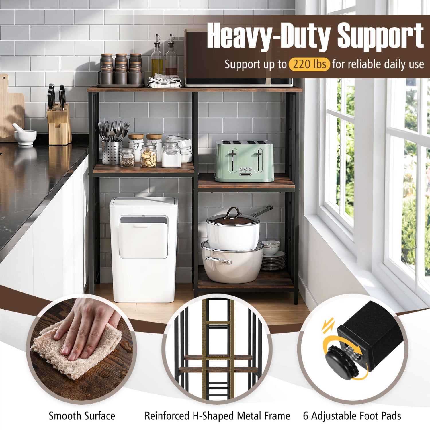 4-Tier Baker's Rack with Heavy-Duty Metal Frame