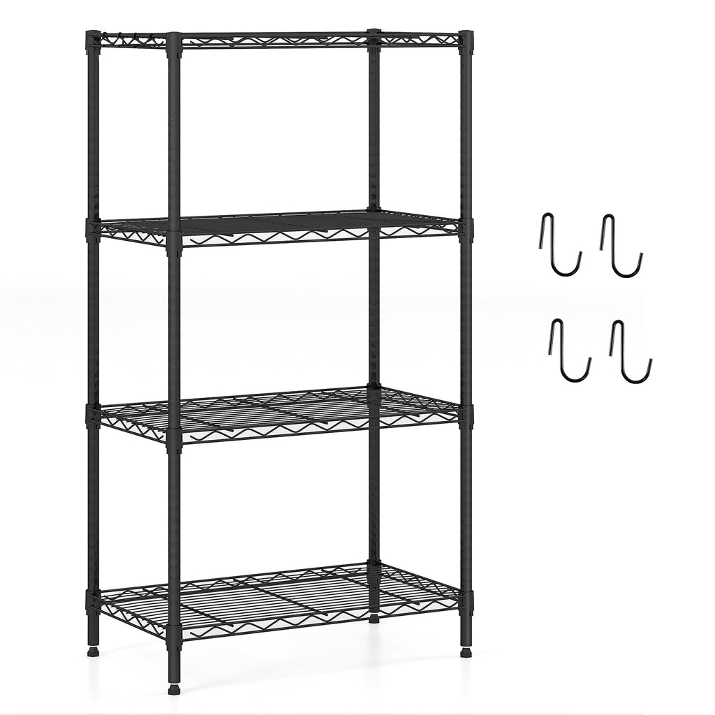 4-Tier Metal Storage Shelving Unit with V-Shaped Wire Rack and 600 LBS Capacity-Black
