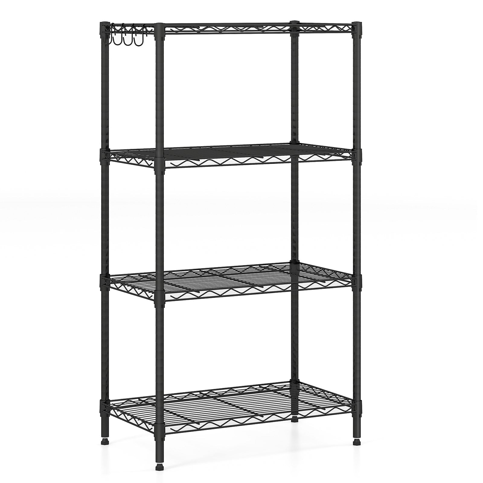 4-Tier Metal Storage Shelving Unit with V-Shaped Wire Rack and 600 LBS Capacity-Black