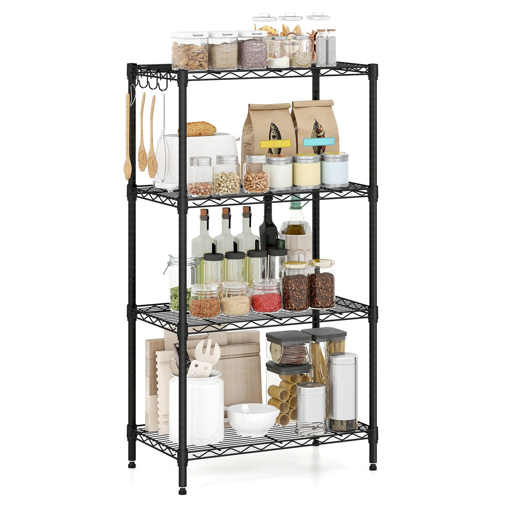 4-Tier Metal Storage Shelving Unit with V-Shaped Wire Rack and 600 LBS Capacity-Black