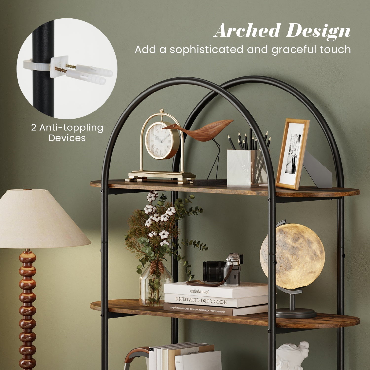 4-Tier Open Bookcase with Sturdy Metal Frame for Living Room