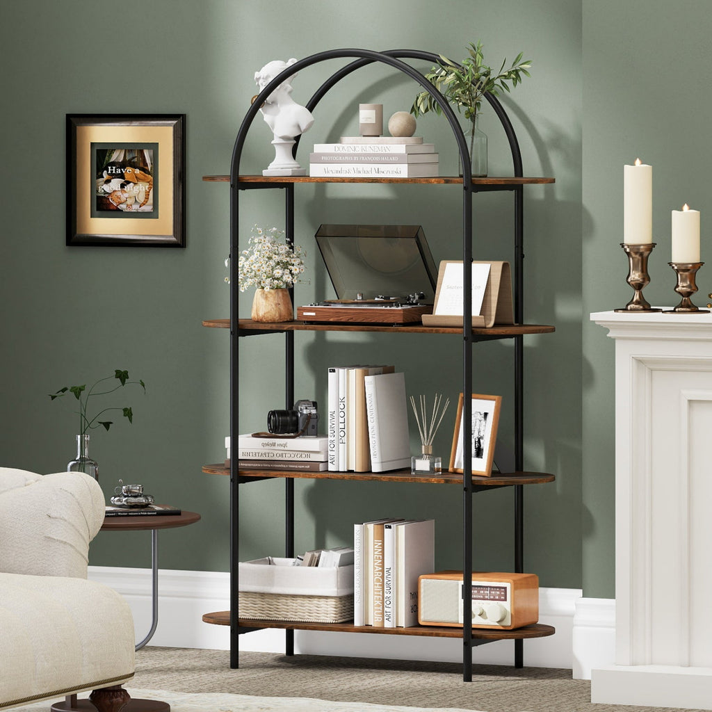 4-Tier Open Bookcase with Sturdy Metal Frame for Living Room