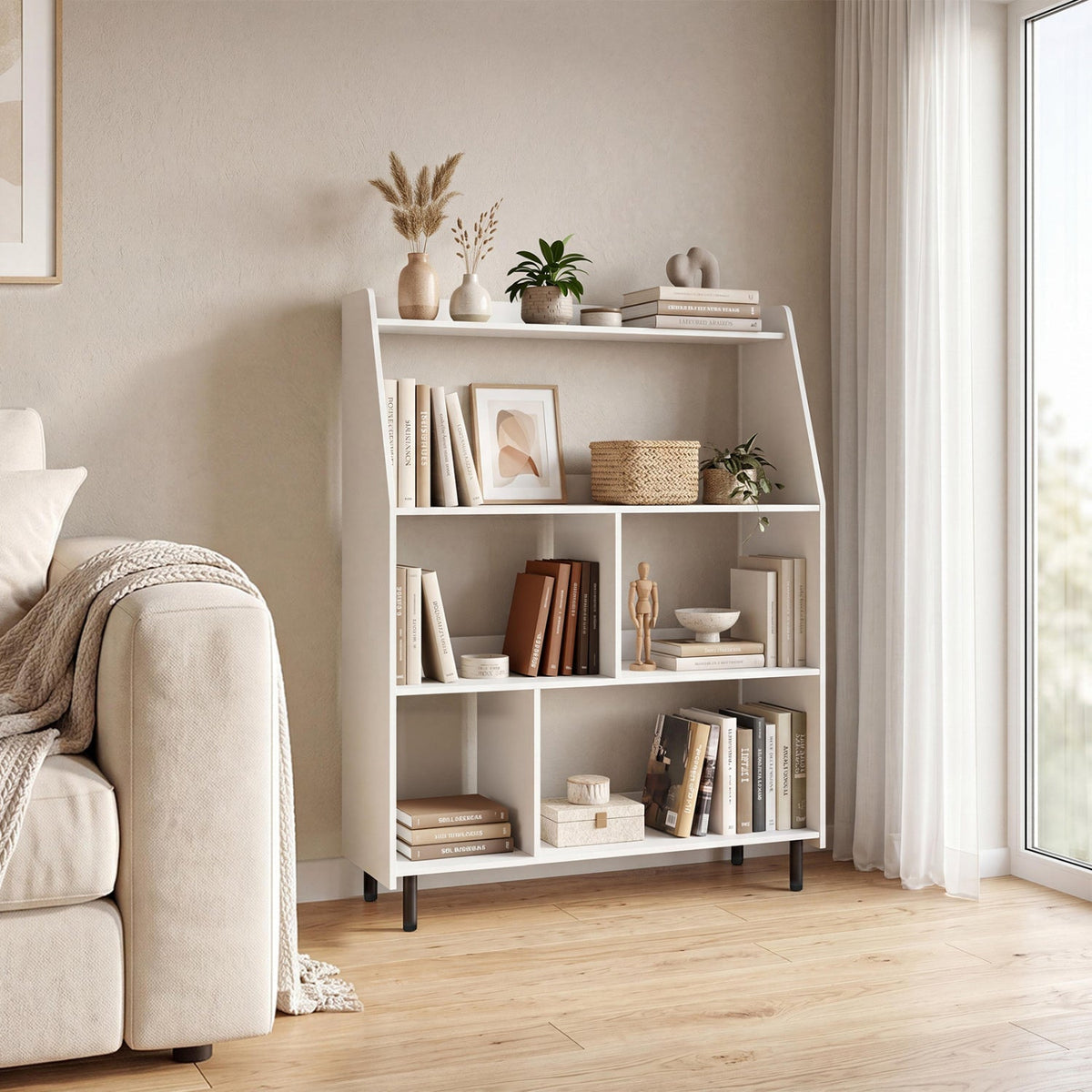 4-Tier Open Bookcase with Anti-Tipping Kits - White