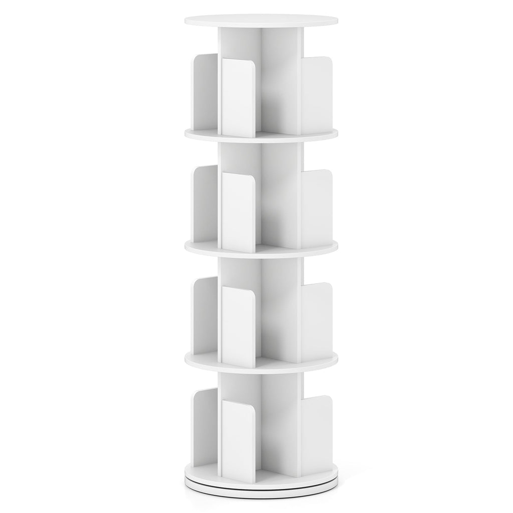 4-Tier Rotating Bookshelf 360¬∞ Display Rack with Dividers and Anti-falling Baffles