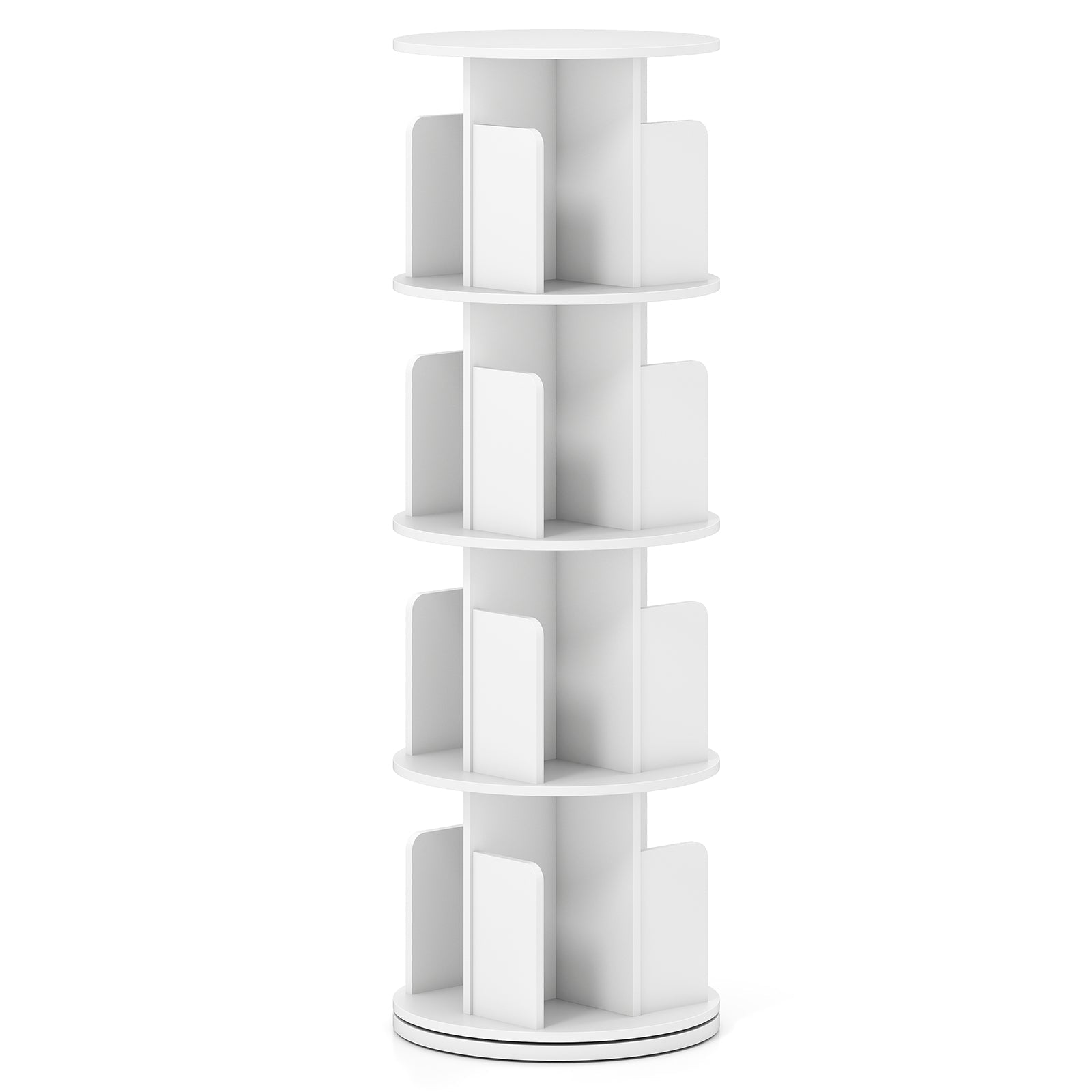 4-Tier Rotating Bookshelf 360¬∞ Display Rack with Dividers and Anti-falling Baffles