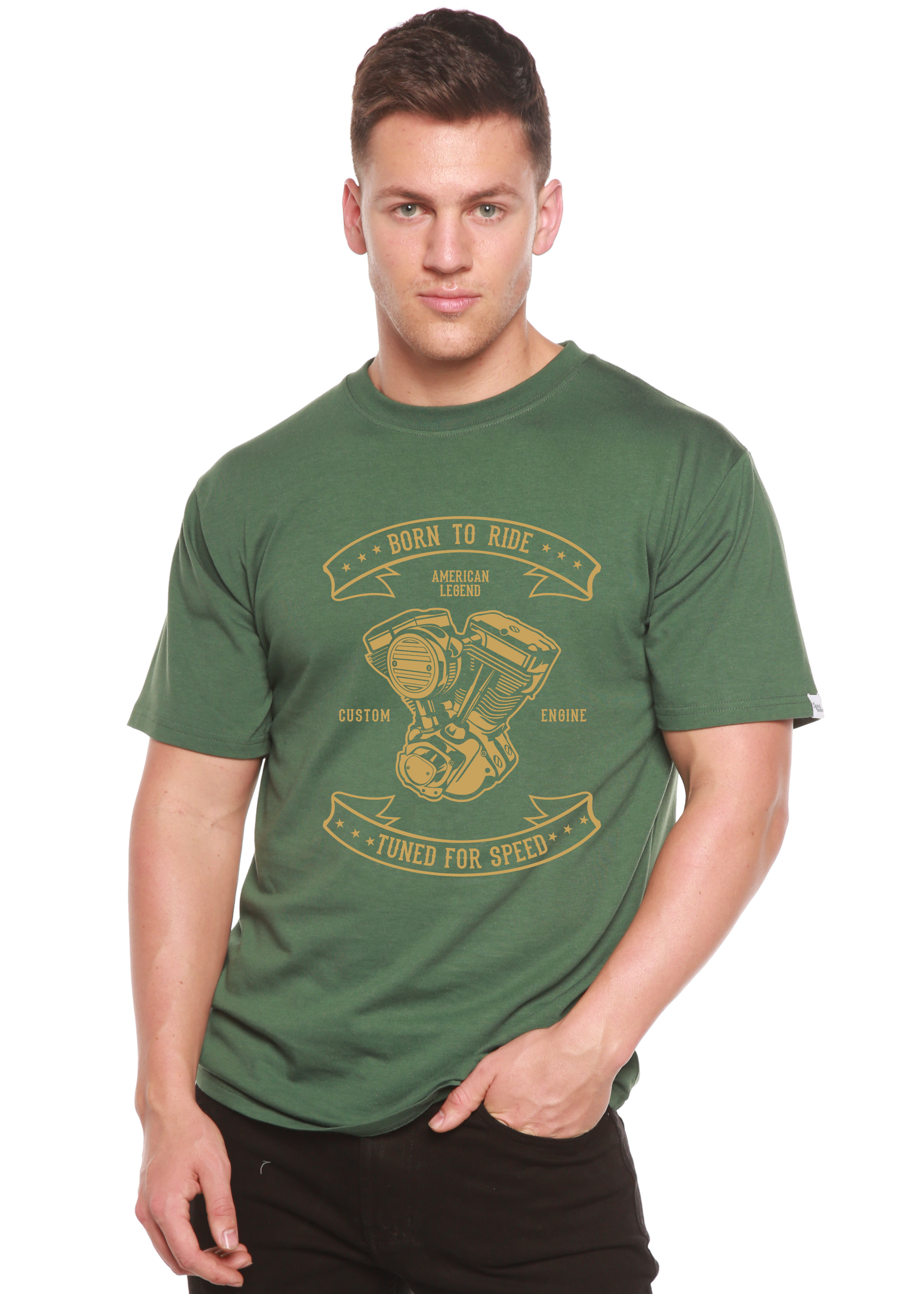 Born To Ride Men's Bamboo Viscose/Organic Cotton Short Sleeve Graphic T-Shirt