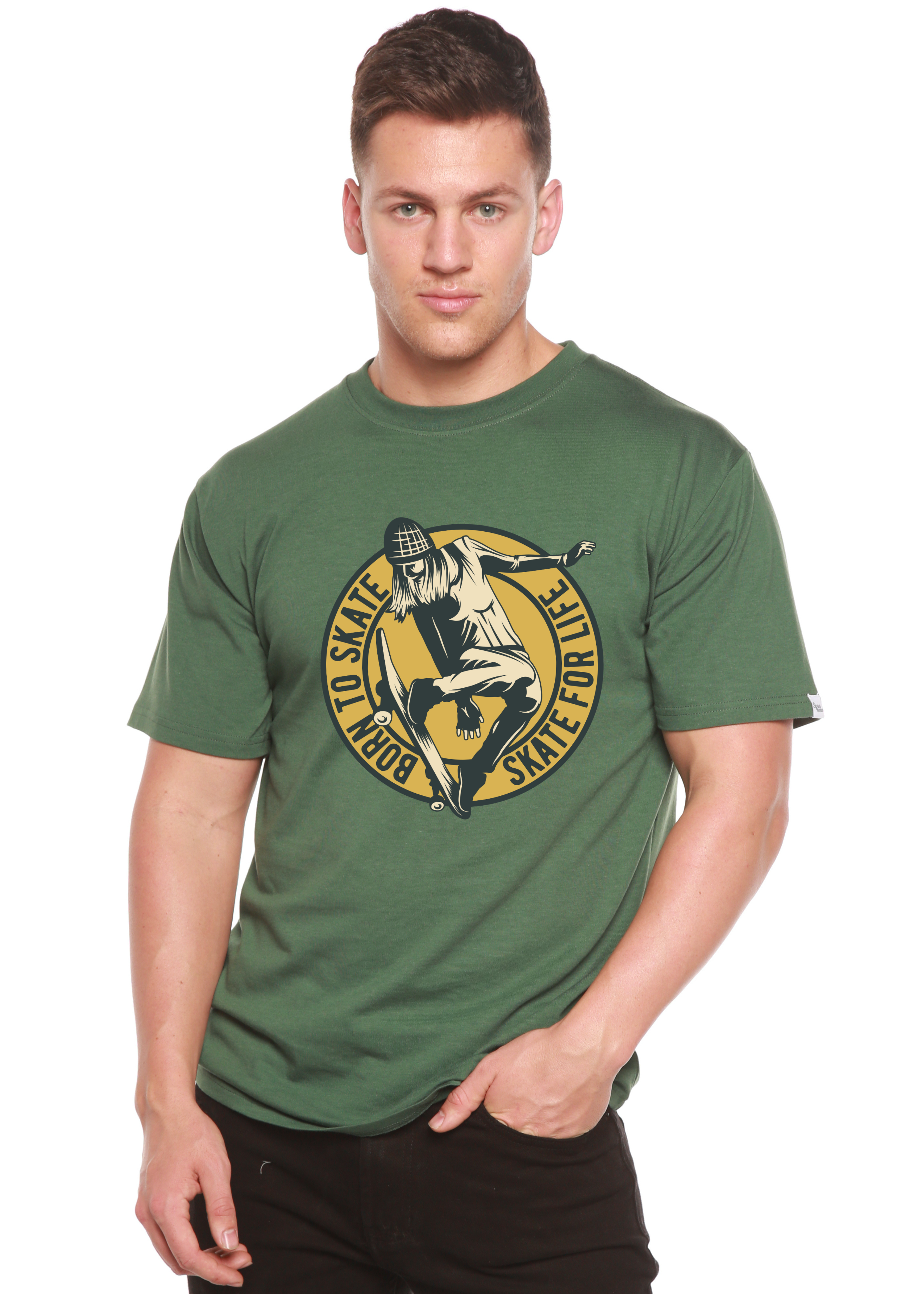 Skate For Life Men's Bamboo Viscose/Organic Cotton Short Sleeve Graphic T-Shirt