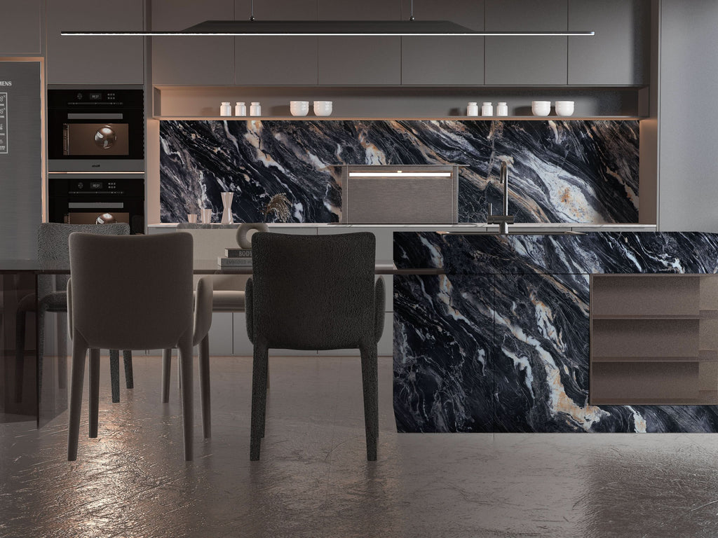 3D Doral Night Marble UV Protected PVC Wall Panel - 4x8 ft, Fireproof & Waterproof, (32 sq. ft)