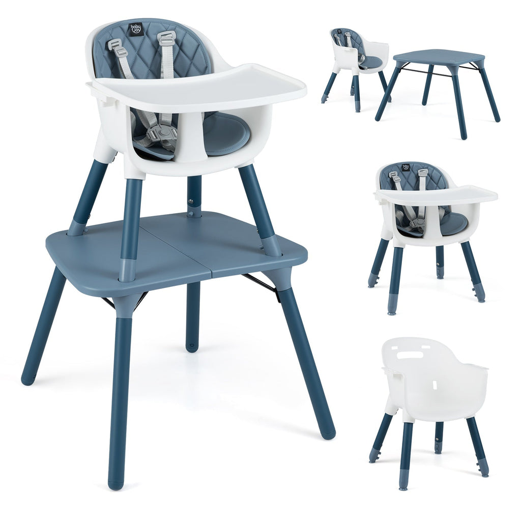 4-in-1 Baby Convertible Toddler Table Chair Set with PU Cushion