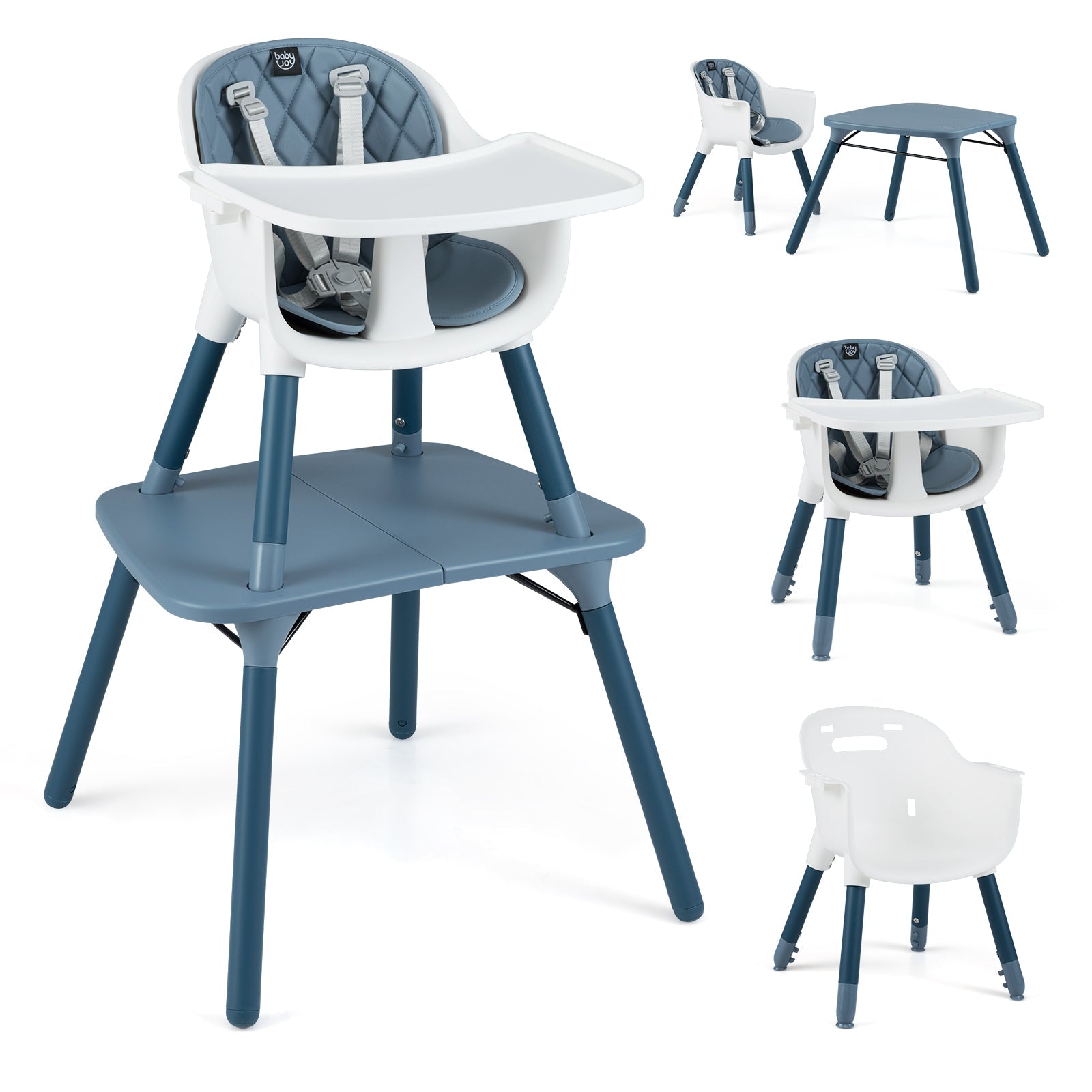 4-in-1 Baby Convertible Toddler Table Chair Set with PU Cushion