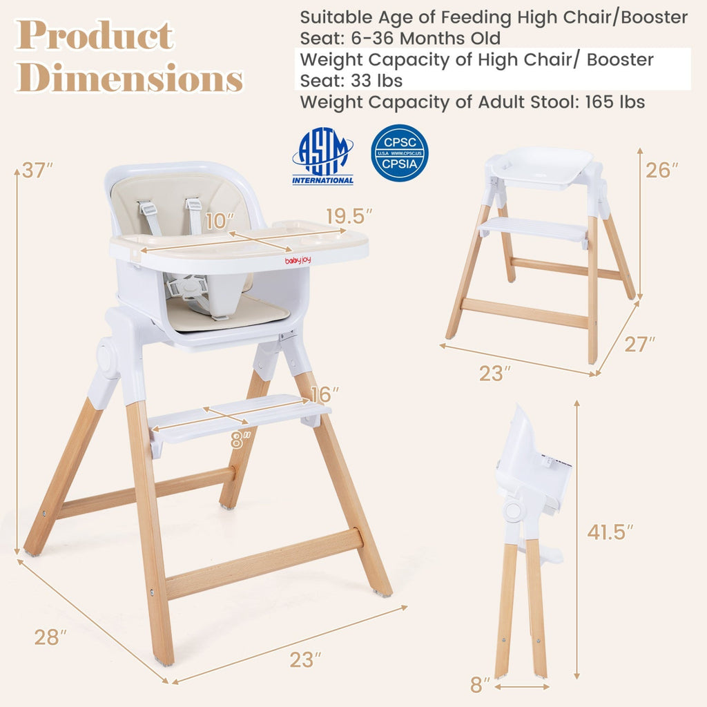 4-in-1 Convertible Baby High Chair with Adjustable Tray