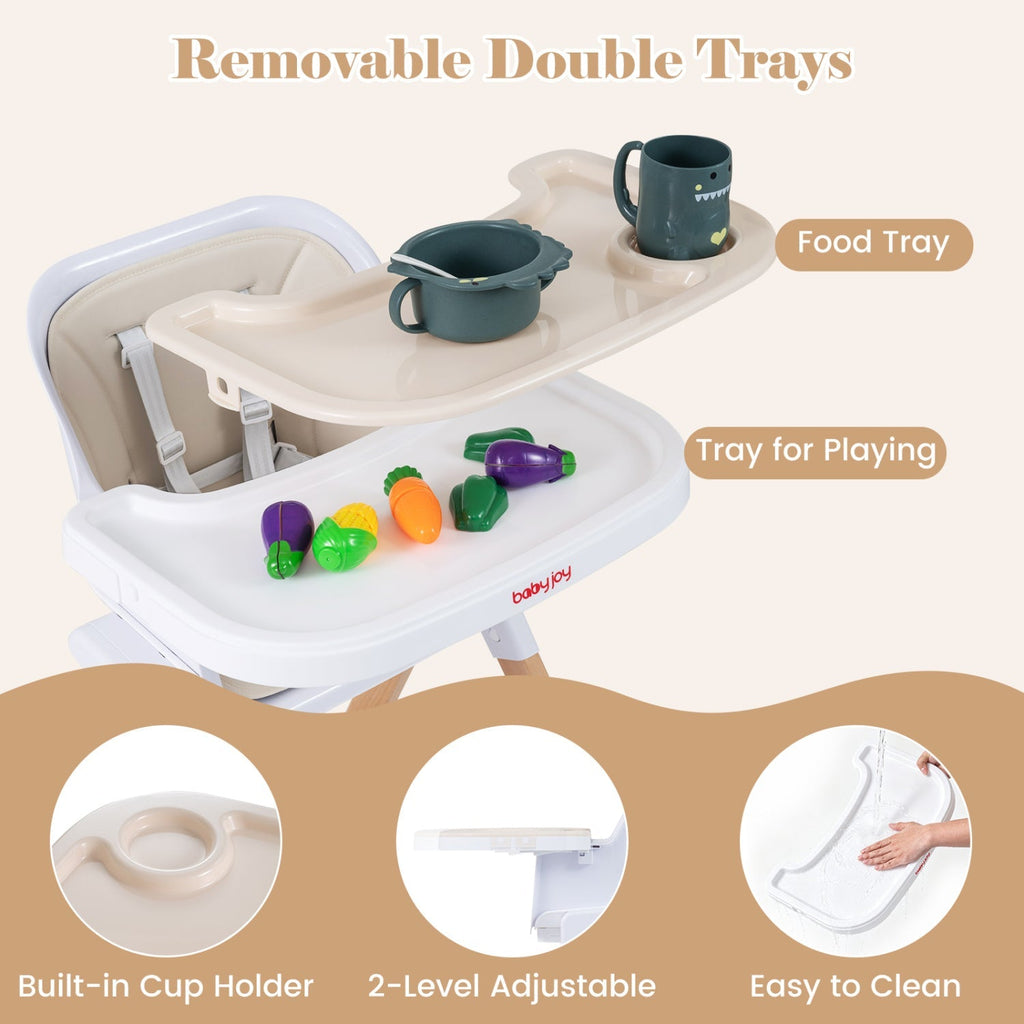 4-in-1 Convertible Baby High Chair with Adjustable Tray