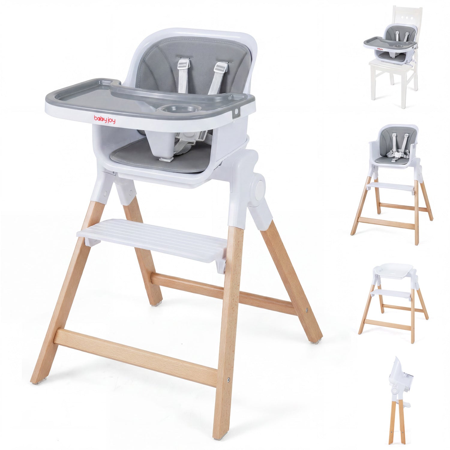 4-in-1 Convertible Baby High Chair with Adjustable Tray