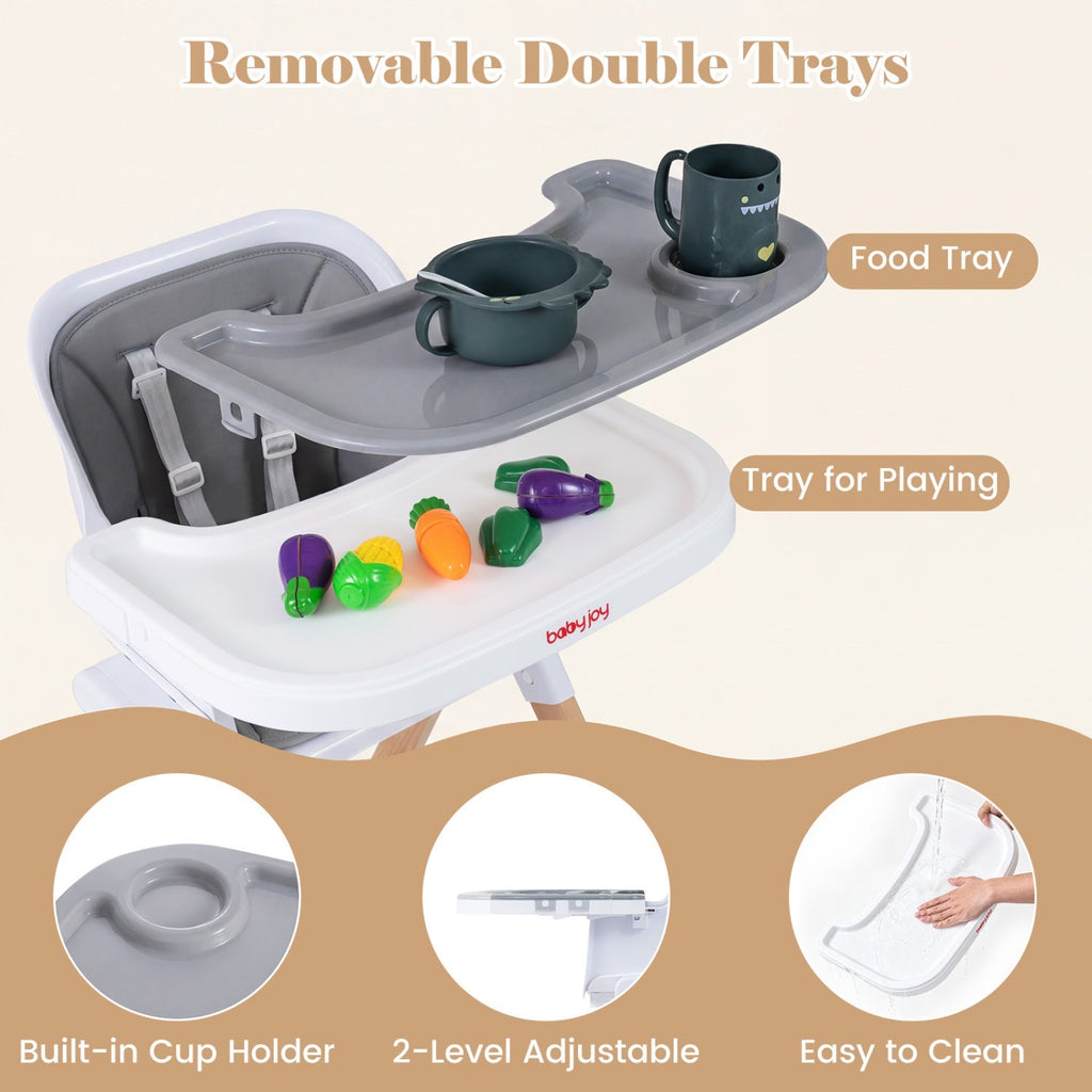 4-in-1 Convertible Baby High Chair with Adjustable Tray
