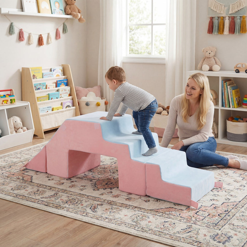 4-in-1 Foam Climbing Blocks with Slide for Toddlers