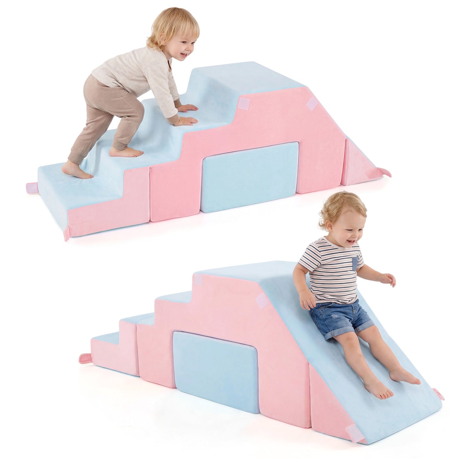 4-in-1 Foam Climbing Blocks with Slide for Toddlers