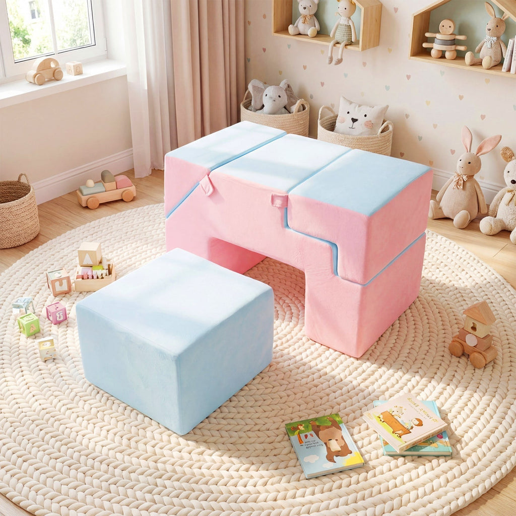 4-in-1 Foam Climbing Blocks with Slide for Toddlers