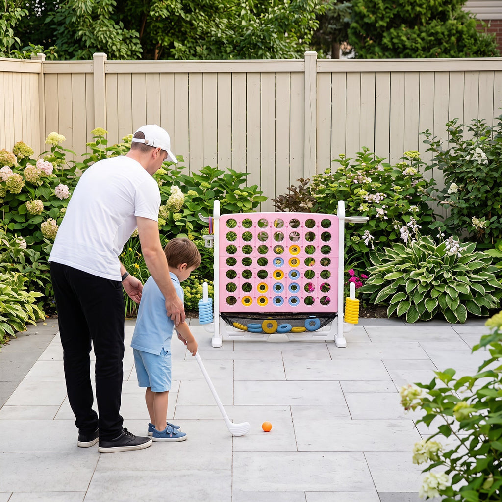 4-in-1 Adjustable Height Connect Game with Carry Bag