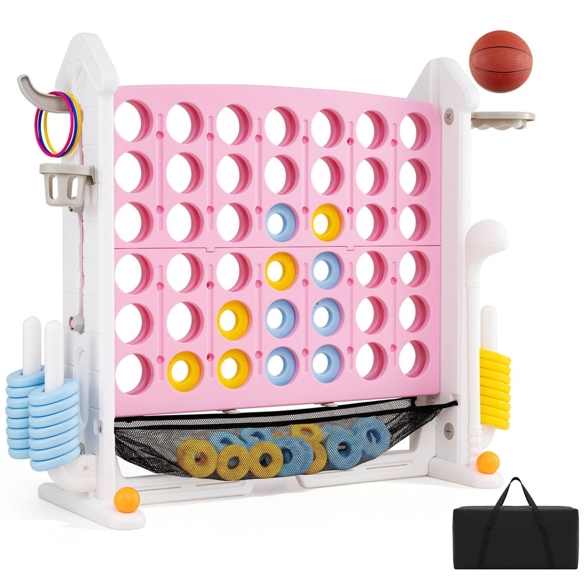 4-in-1 Adjustable Height Connect Game with Carry Bag
