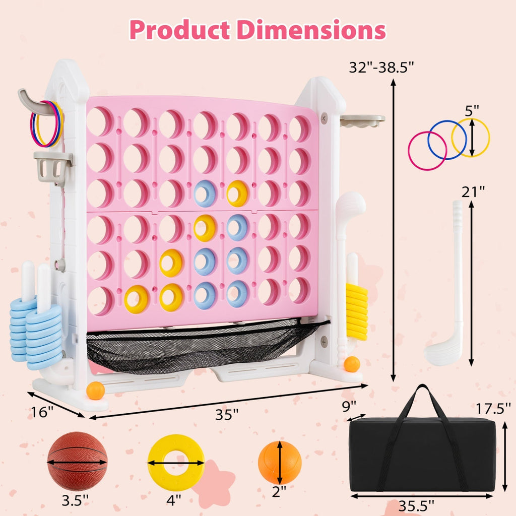 4-in-1 Adjustable Height Connect Game with Carry Bag