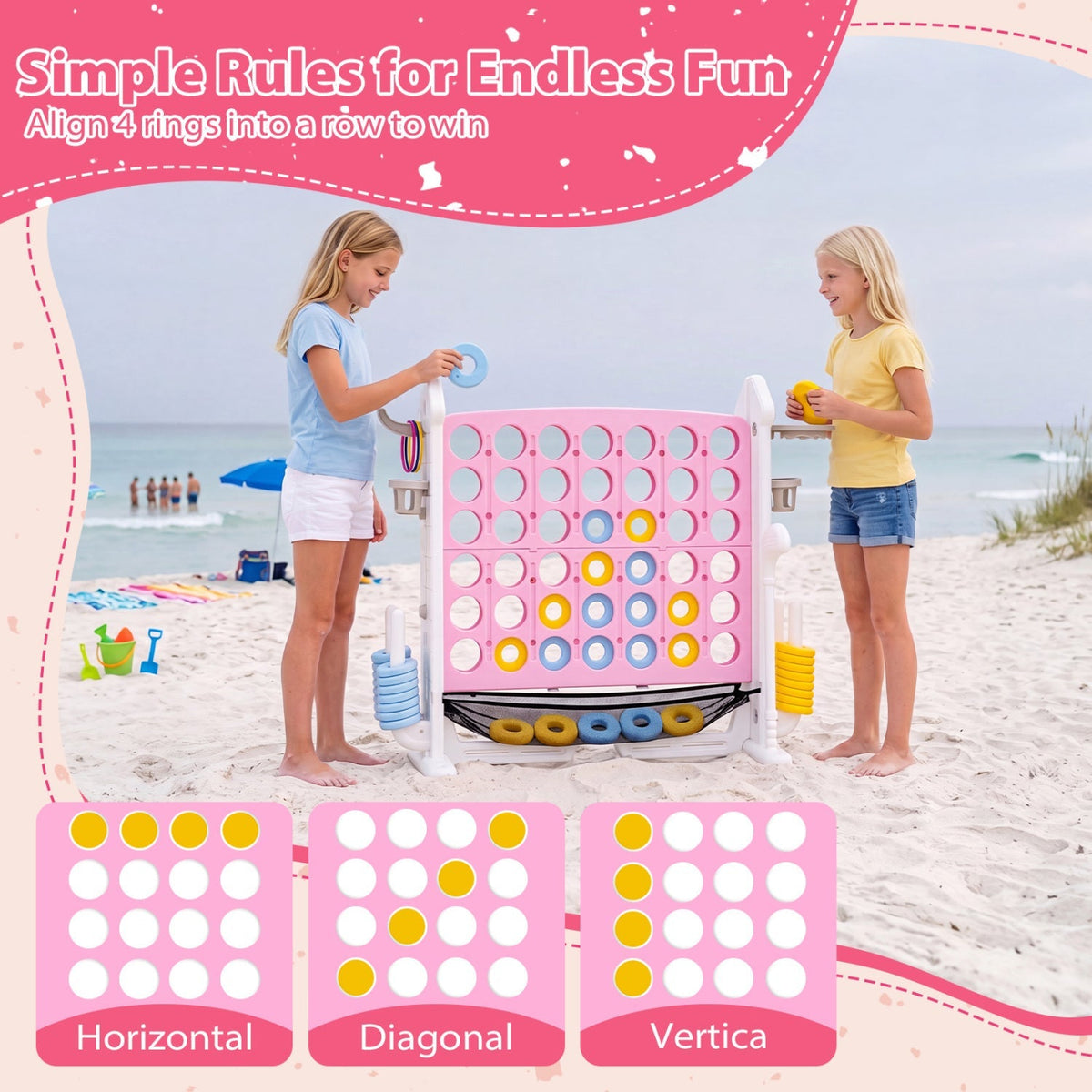 4-in-1 Adjustable Height Connect Game with Carry Bag