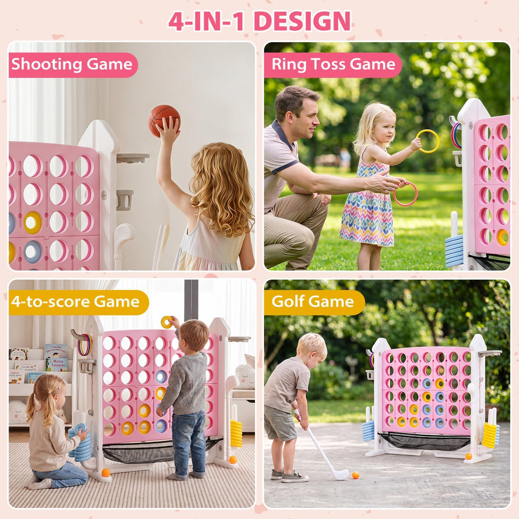 4-in-1 Adjustable Height Connect Game with Carry Bag