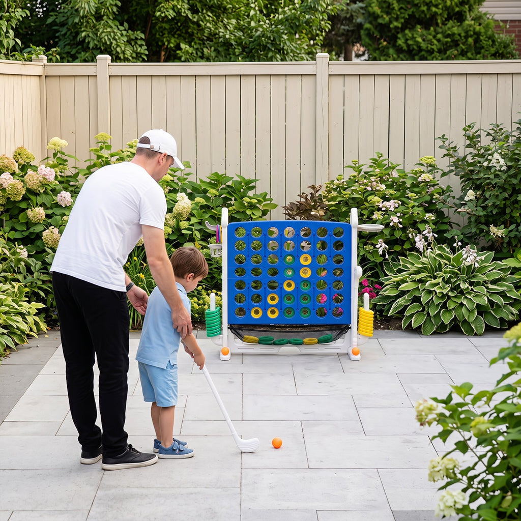 4-in-1 Adjustable Height Connect Game with Carry Bag