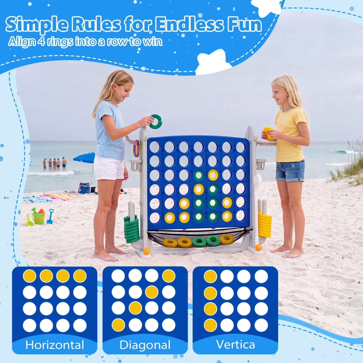 4-in-1 Adjustable Height Connect Game with Carry Bag