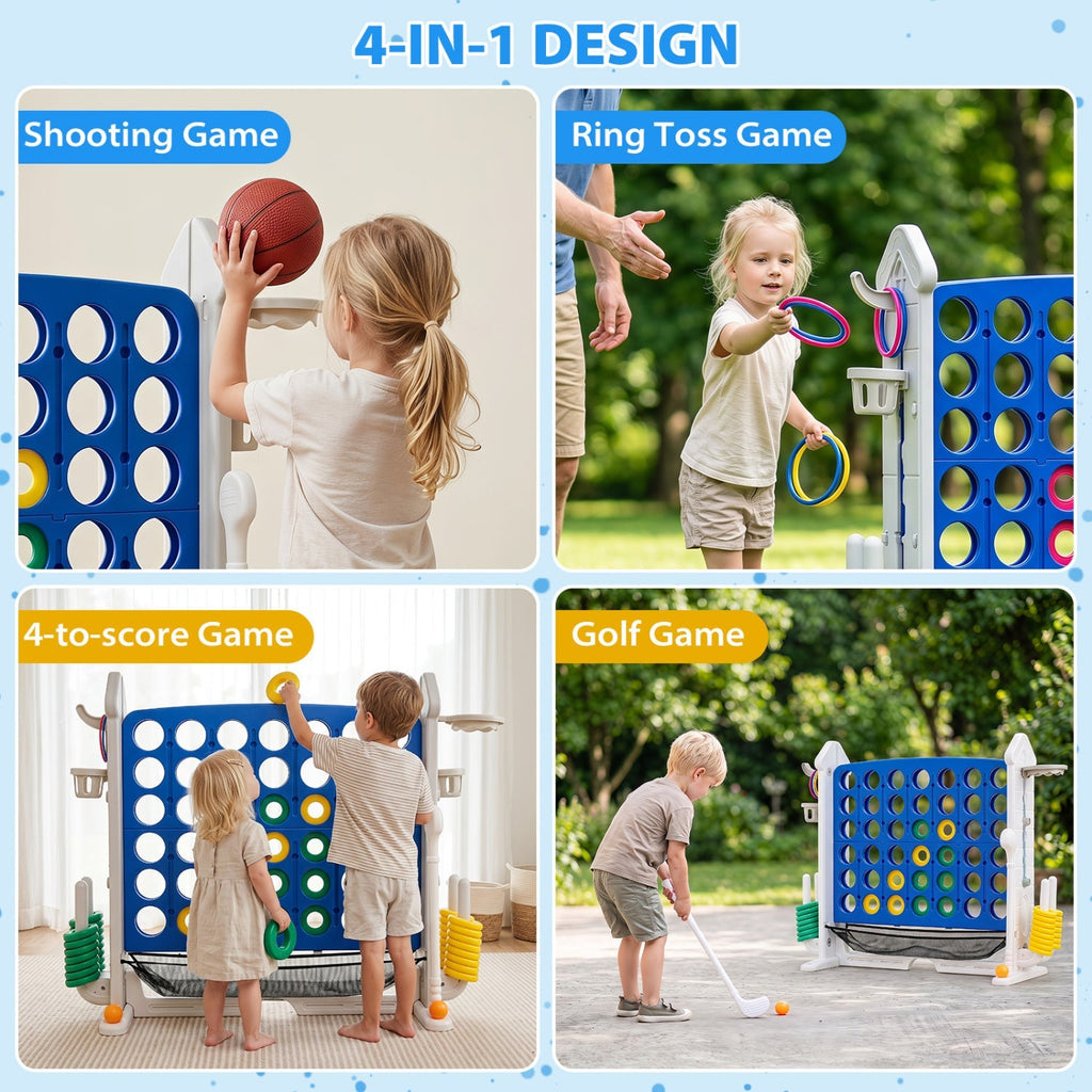4-in-1 Adjustable Height Connect Game with Carry Bag