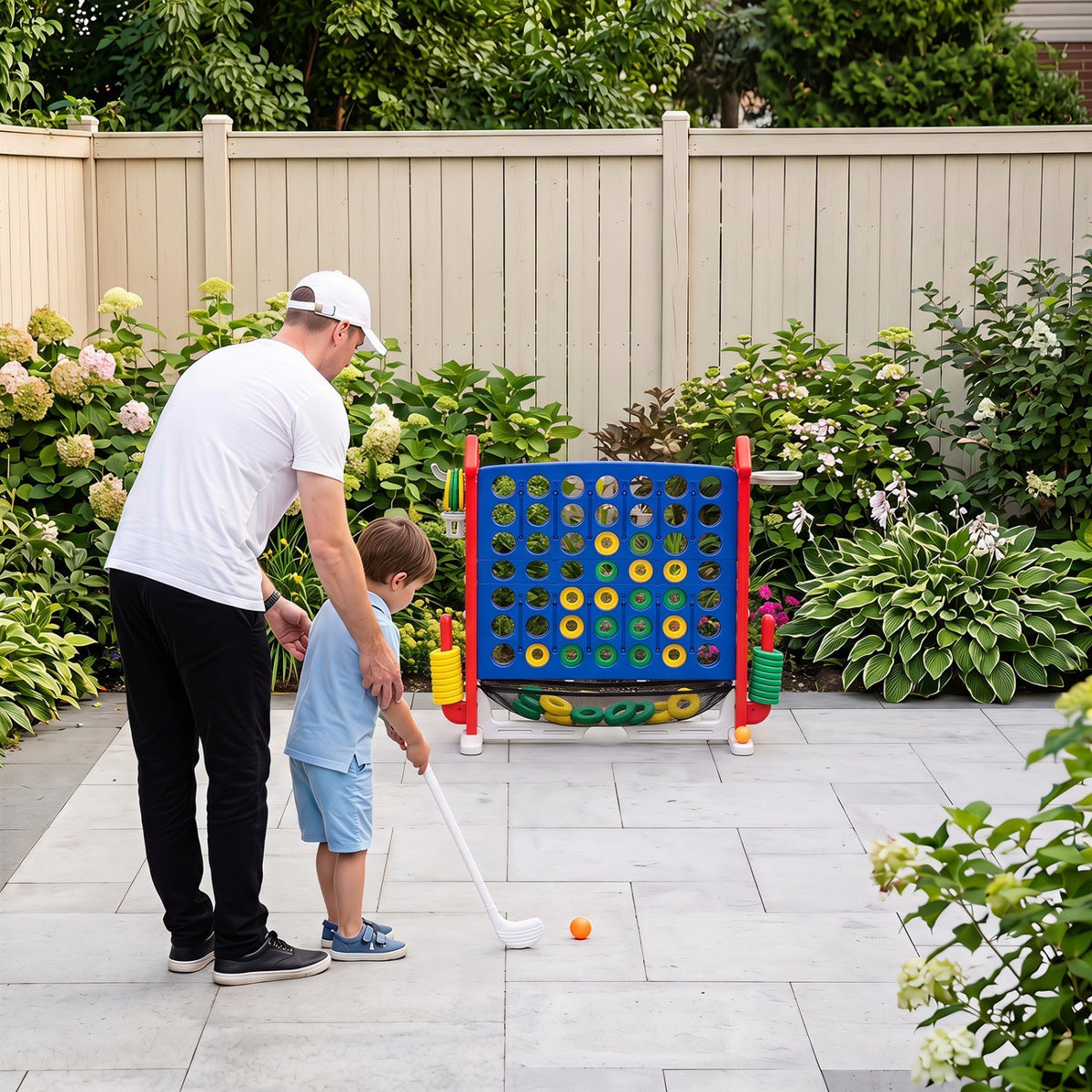 4-in-1 Adjustable Height Connect Game with Carry Bag