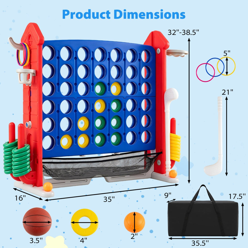 4-in-1 Adjustable Height Connect Game with Carry Bag